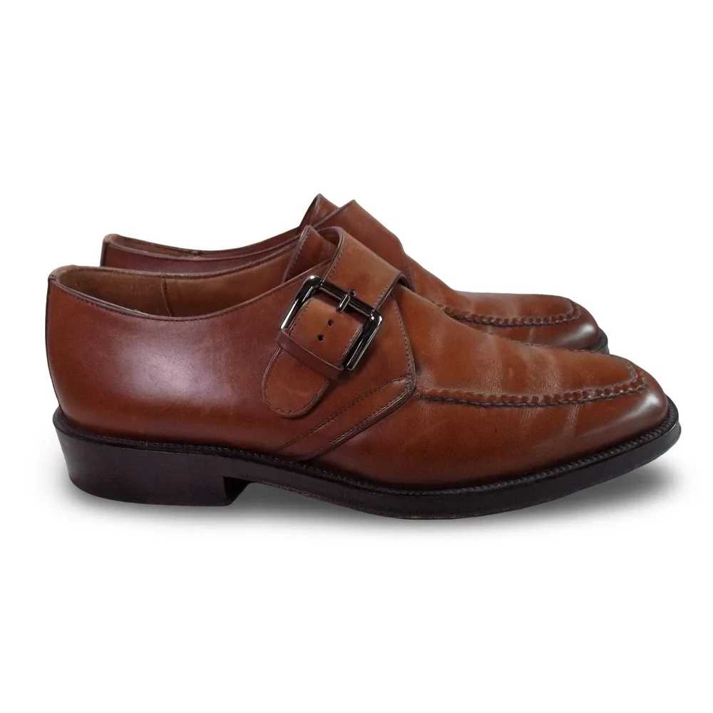 Cole Haan Loafers Mens Size 9D Monk Strap Brown Leather Moc Toe EUC